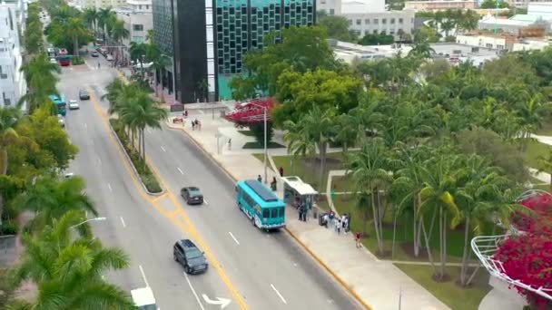 Miami Florida Enero 2019 Vuelo Panorámico Aviones Tripulados Sobre Centro — Vídeo de stock