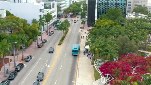 Miami Florida Enero 2019 Vuelo Panorámico Aviones Tripulados Sobre Centro — Vídeo de stock