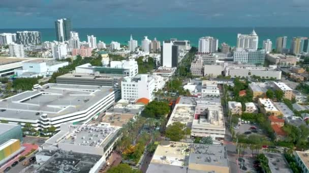 Miami Florida Enero 2019 Vuelo Panorámico Aviones Tripulados Sobre Centro — Vídeos de Stock