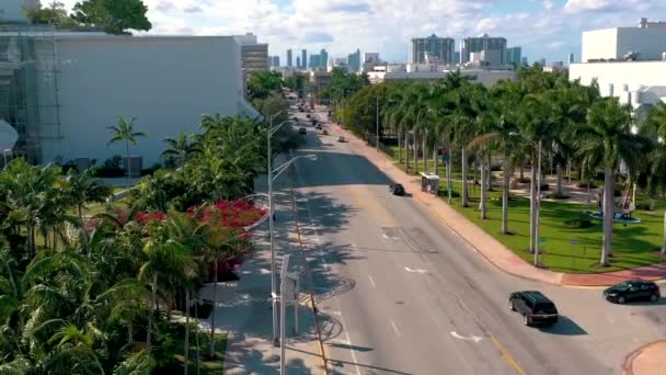 Miami Florida Eua Janeiro 2019 Panorama Aéreo Panorâmico Sobre Centro — Vídeo de Stock