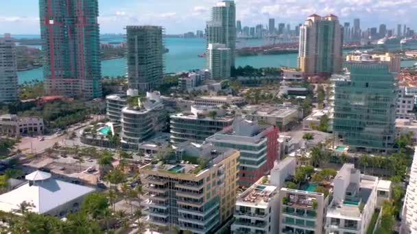 Miami Florida Usa Januari 2019 Aerial Drone Panorama Visa Flygning — Stockvideo