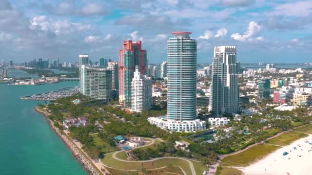 Miami Florida Usa Leden 2019 Letecké Dron Panorama View Letu — Stock video