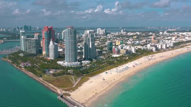 Miami Florida Enero 2019 Vuelo Panorámico Aviones Tripulados Sobre Sur — Vídeos de Stock