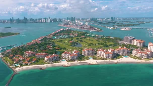 Miami Florida Mayo 2019 Vuelo Aéreo Con Vista Drones Sobre — Vídeos de Stock