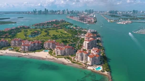 Miami Florida Mayo 2019 Vuelo Aéreo Con Vista Drones Sobre — Vídeos de Stock