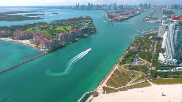 Miami Florida Usa Május 2019 Antenna Drone Megtekintéséhez Repülés Alatt — Stock videók