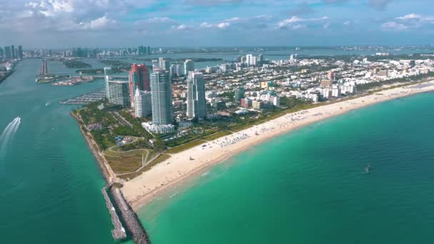 Miami Florida Mayo 2019 Vuelo Aéreo Con Vista Drones Sobre — Vídeo de stock