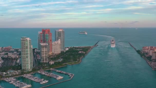 Miami Florida Usa Januari 2019 Aerial Drone Panorama Visa Flyg — Stockvideo