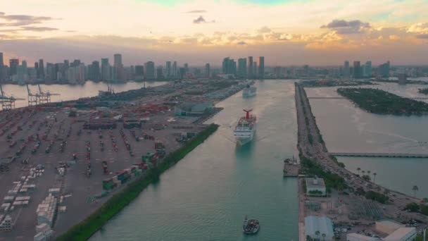 Miami Florida Usa Maggio 2019 Volo Aereo Con Vista Drone — Video Stock