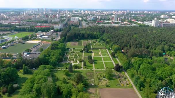 Minsk Weißrussland Mai 2019 Drohnenaufnahme Des Botanischen Gartens Der Stadt — Stockvideo