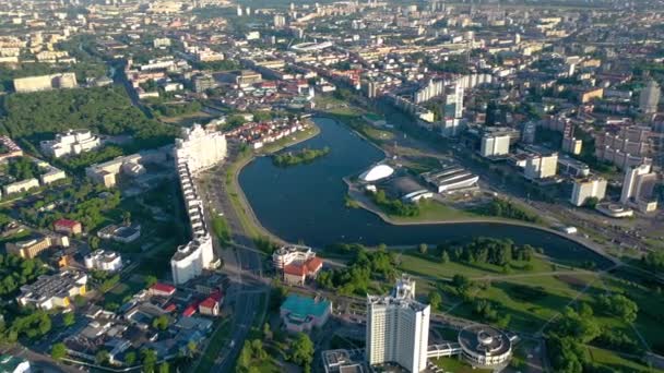 Minsk Vitryssland Maj 2019 Antenn Drönare Shot Utsikt Över Stadens — Stockvideo