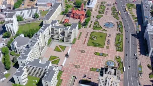 Minsk Belarus Maio 2019 Vista Aérea Centro Cidade — Vídeo de Stock