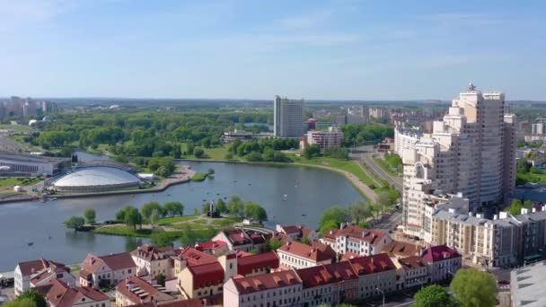 Minsk Beyaz Rusya Mayıs 2019 Güneşli Bir Günde Nemiga Pobeditelei — Stok video