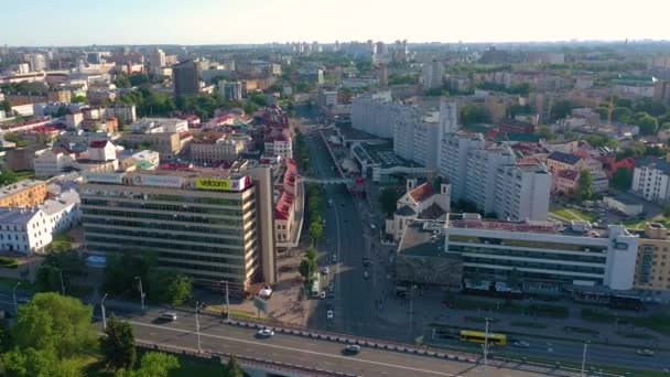 Minsk Belarus Maio 2019 Vista Aérea Centro Cidade — Vídeo de Stock