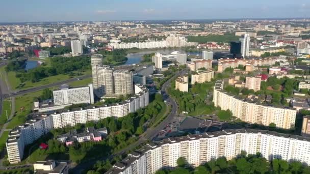 Minsk Belarus Maio 2019 Vista Aérea Centro Cidade — Vídeo de Stock