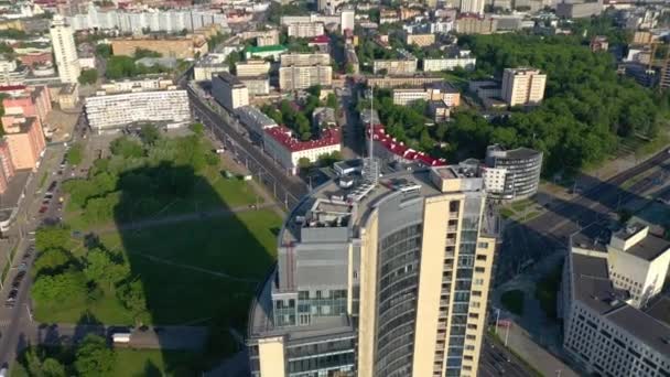 Minsk Belaro Maggio 2019 Veduta Aerea Drone Shot Del Centro — Video Stock