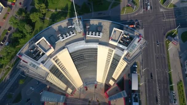 Minsk Belarus Mayo 2019 Vista Aérea Del Avión Tripulado Nemiga — Vídeo de stock