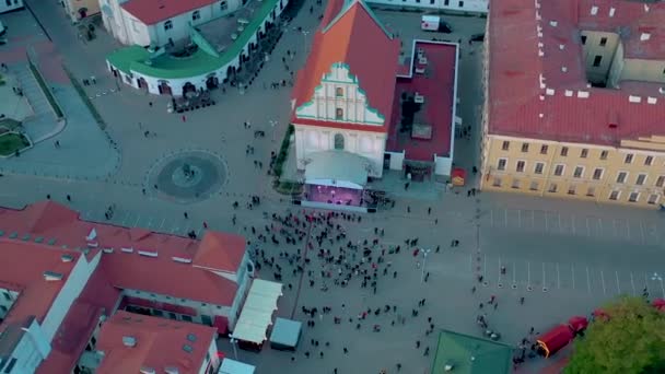 Minsk Belarus Mayo 2019 Vista Aérea Del Avión Tripulado Nemiga — Vídeos de Stock