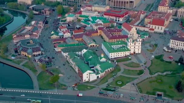 Minsk Beyaz Rusya Mayıs 2019 Şehir Merkezinin Havadan Drone Atışı — Stok video