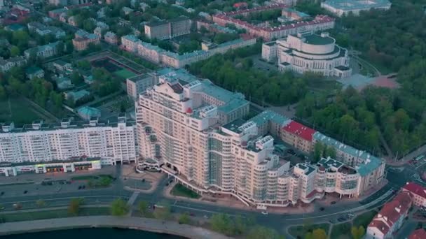 Minsk Belarus Maio 2019 Vista Aérea Nemiga Pobeditelei Avenida Centro — Vídeo de Stock