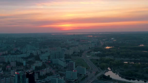 Minsk Belarus Mayo 2019 Vista Aérea Drones Del Centro Ciudad — Vídeos de Stock