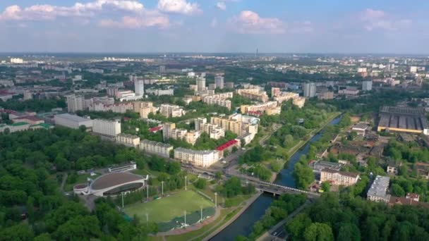 Minsk Wit Rusland Mei 2019 Bovenaanzicht Van Woonwijken Architectuur Met — Stockvideo