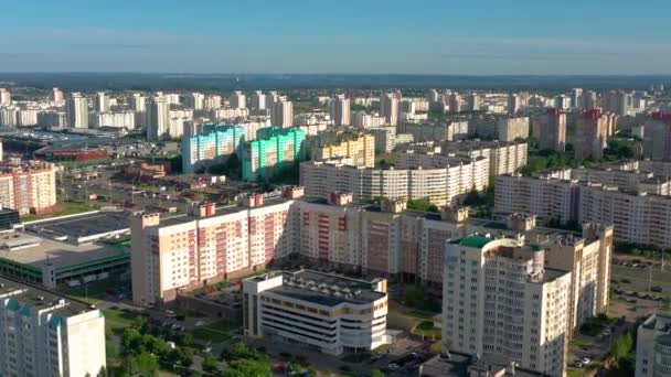 Мінськ Білорусь 2019 Травня Вид Повітря Сучасну Міську Архітектуру Дорожнім — стокове відео