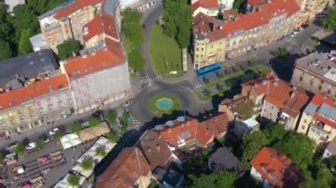 Zagreb, Hırvatistan-Mayıs, 2019: Zagreb şehrinin havadan görünüm drone çekimi.