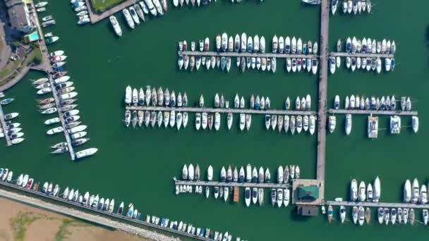 利尼亚诺 意大利 2019年5月 空中无人机视图码头与游艇在利尼亚诺 — 图库视频影像