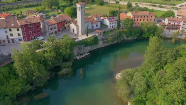 Udine Provins Italien Juni 2019 Aerial Panorama Drone Över Småstad — Stockvideo