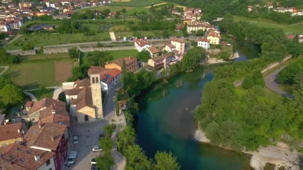 Provinz Udine Italien Juni 2019 Drohnenpanorama Einer Kleinstadt — Stockvideo