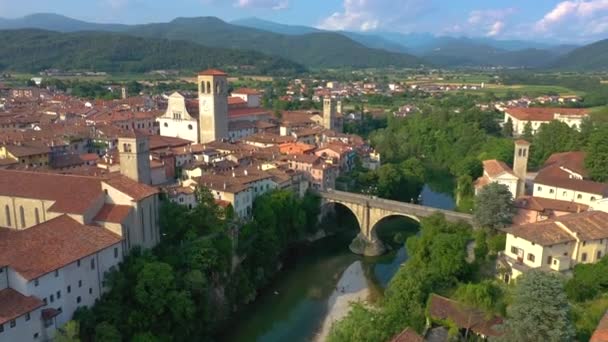 Udine Province Italia Junio 2019 Panorama Aéreo Drone View Small — Vídeo de stock