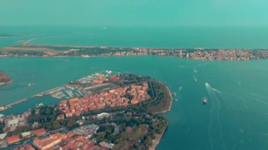 Venedik, Italya-Haziran, 2019: hava drone Panorama Görünümü Venedik güzel
