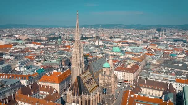 Viena Austria Junio 2019 City Skyline Aerial Shot Catedrales Paisaje — Vídeo de stock