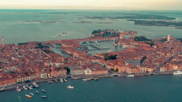 Venetië Italië Juni 2019 Luchtfoto Drone Panorama Uitzicht Venetië Mooi — Stockvideo