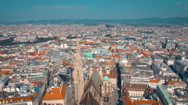 Wiedeń Austria Czerwiec 2019 City Skyline Aerial Shot Katedry Pejzaż — Wideo stockowe