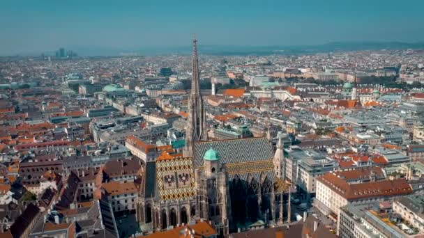 Viena Austria Junio 2019 City Skyline Aerial Shot Catedrales Paisaje — Vídeo de stock