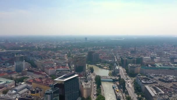 Vienna Austria June 2019 City Skyline Aerial Shot Cathedrals Cityscape — Stock Video