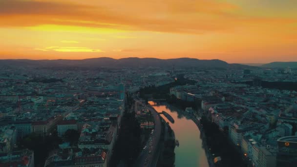 Viena Austria Junio 2019 City Skyline Aerial Shot Sunset Catedrales — Vídeos de Stock