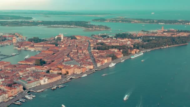 Venetië Italië Juni 2019 Luchtfoto Drone Panorama Uitzicht Venetië Mooi — Stockvideo