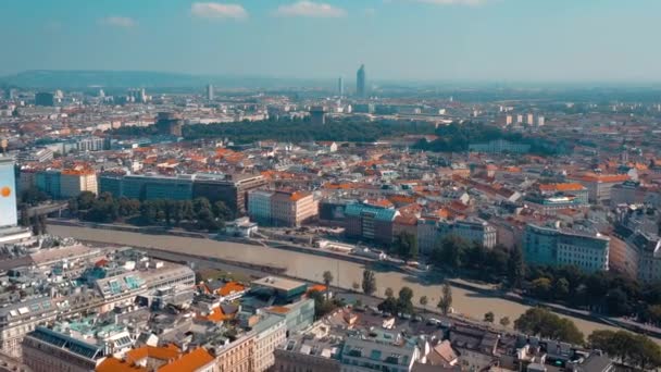 Viena Austria Junio 2019 City Skyline Aerial Shot Catedrales Paisaje — Vídeos de Stock