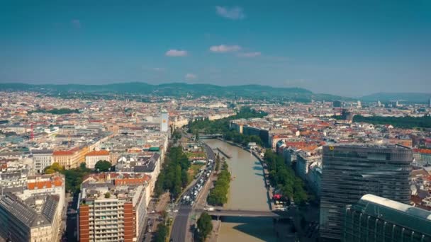Vienna Austria June 2019 City Skyline Aerial Shot Cathedrals Cityscape — Stock Video