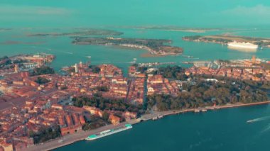 Venedik, Italya-Haziran, 2019: hava drone Panorama Görünümü Venedik güzel