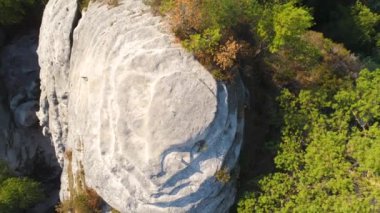 Bastei Park Saksonya, Almanya, harika havadan drone Panorama View.
