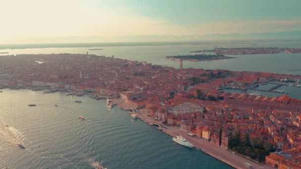 Венеция Италия Июнь 2019 Панорамный Вид Венецию Беспилотника — стоковое видео