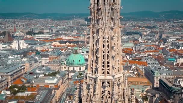 Wenen Oostenrijk Juni 2019 City Skyline Luchtfoto Schot Kathedralen Stadsgezicht — Stockvideo