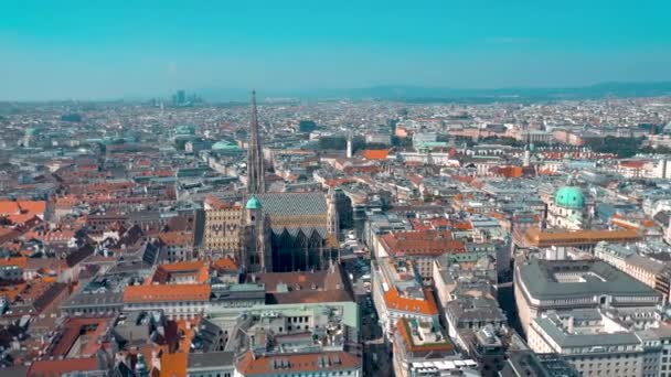 Відень Австрія Червень 2019 Місто Горизонт Повітряних Постріл Собори Міський — стокове відео