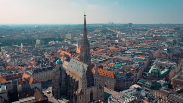 Viena Austria Junio 2019 City Skyline Aerial Shot Catedrales Paisaje — Vídeo de stock