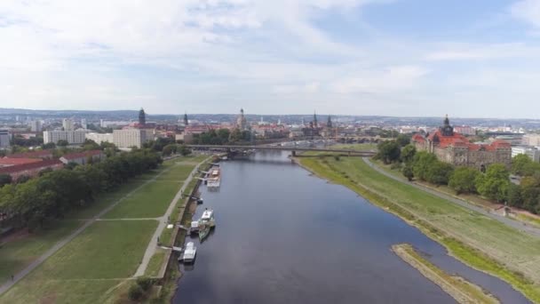 Dresden Almanya Haziran 2019 Hava Panoraması Drone Dresden Tarihsel Görünümü — Stok video