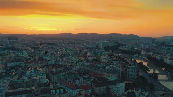 Viena Austria Junio 2019 City Skyline Aerial Shot Sunset Catedrales — Vídeos de Stock